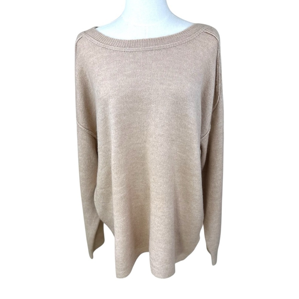 Kori size Large neutral tan oversized crewneck long sleeve sweater